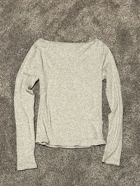 J. Crew Light Gray Long Sleeve Boatneck Top